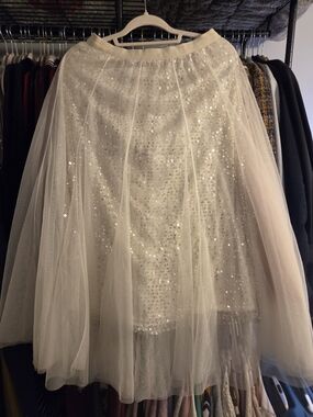 twik Ivory Sequined Tulle Skirt